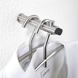 PHOS Design Elegant Stainless Steel Wall Hook with Door Stop, Diameter 2 x 11.1 cm, Matte Polished, Front Side with Rubber Buffer