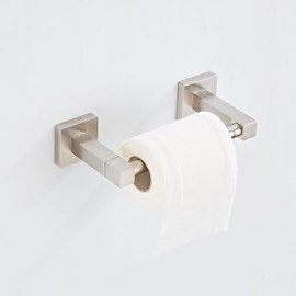 Toilet Paper Holder Wall Mount, Brushed Nickel Bathroom Toilet Paper Holder for SUS 304 Stainless Steel, Double Post Pivoting Square Toilet Paper Roll Holder for Bathroom RV Paper Towels for TP