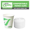 12 oz Compostable Paper Cups with White Dome Lids -