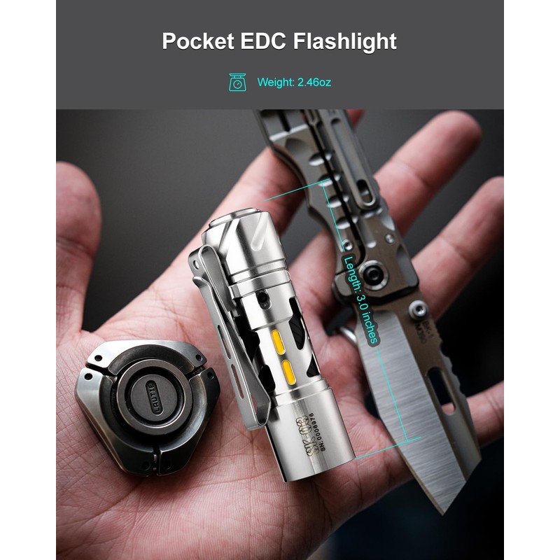 LOOP GEAR SK03 EDC Flashligh, AA Rechargeable LED Flashlight Battery