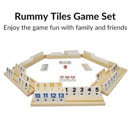 Rummy Cube 6 Player Edition with 6 Wooden Racks, Rummy Cube Game with Case 6 Players with Portable Case 160 Tiles Rummy Cube Travel Game Set for Family Adults Kids