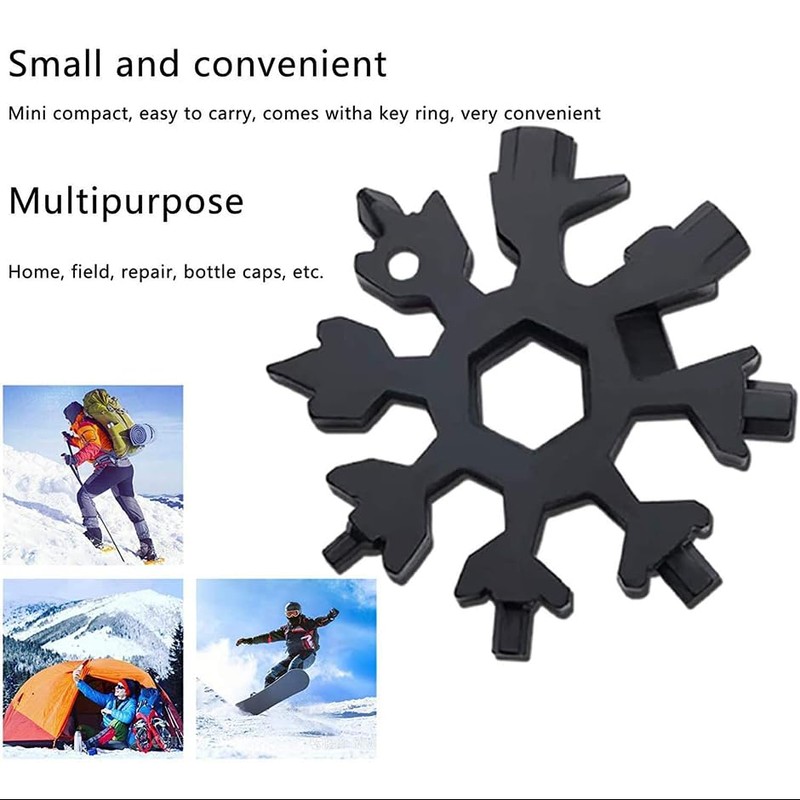 18 in 1 Stainless Multi-tool Snowflake Keychain Wrench Screwdriver Bottle