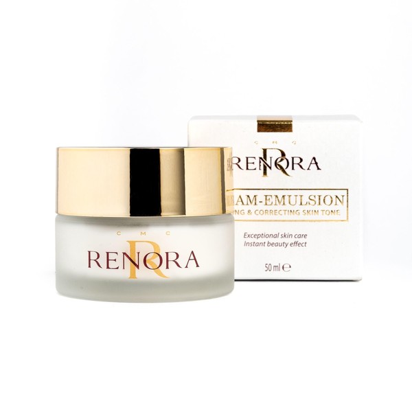 RENORA Corrective and Soothing Cream Emulsion I Prevents Uneven Pigmentation I Refreshes I Evens Skin Tone I Hyaluronic Acid, Aloe Vera and Jojoba Oil I 50 ml