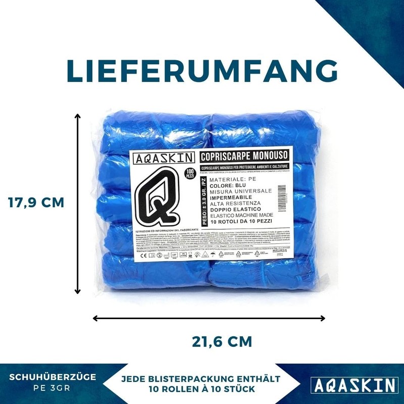 200 x Disposable Polyethylene Shoe Covers 3g High Tear Resistance