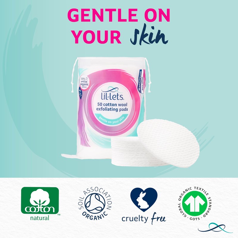 Lil-Lets Cotton Exfoliating Rounds x 50 Count (1 Pack), 100%