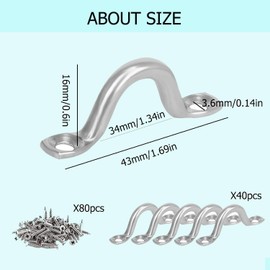 Bhina Pack of 40 Pad Eye Straps M4 Fender Eyelet Kayak Fender Eyelet Stainless Steel 304 Cover Plate Eye Plates Bug Design Mounting Hooks Eye Straps with 80 Screws Eye Straps for Kayak Canoe Canoe