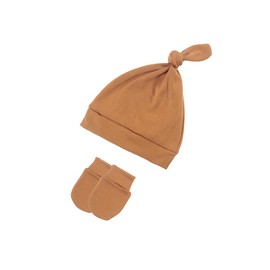 Nishine 4 Sets Infant Beanies Caps with Scratch Mitten Pack Newborn Hospital Hats Mitten Set for Baby Girls Boys (Set A)