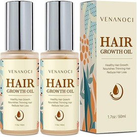 Venanoci Veganic Natural Hair Growth Oil: Biotin & Rosemary Serum for Anti-Hair Loss, Hair Regrowth & Thickening Strengthens & Nourishes Hair for Women & Men (2pcs)