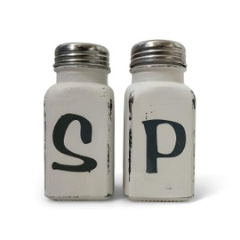 Light Gray - Hand Painted and Distressed - Salt and Pepper Shakers, Rustic Salt and Pepper Shaker Set, Set of 2, 3.25 oz. Each, Glass Jars, Rustic Farmhouse Salt and Pepper Shakers, Gift for Wedding