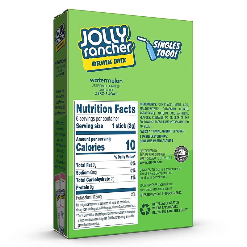 Jolly Rancher Watermelon Singles To Go Drink Mix, 6 CT