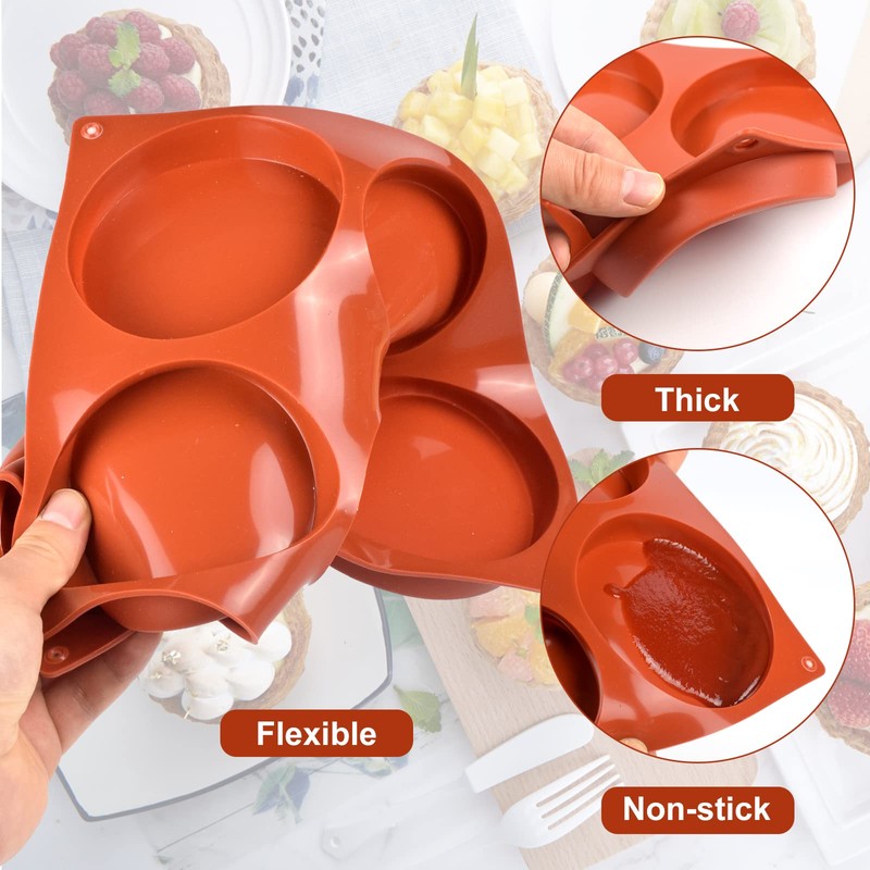 2 Pack Large Silicone Molds for Baking/Non-Stick 4 inch 6-Cavity