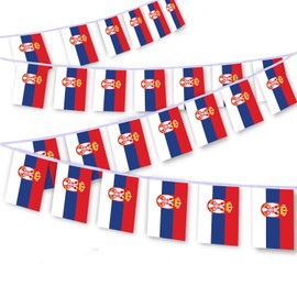 30 PCS Serbia Flag String,32 FT Serbian Bunting,Decoration Banner for Outdoor Indoor Patio Yard Decor