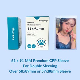 MEOWCAFE Premium CPP Card Sleeves in Box Design, Strong, Thick, High Clarity Kpop Photocard Sleeve, 100 Sleeves (61x91mm (100 Micron))