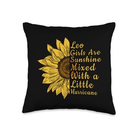 Leo Zodiac Sunflower Flower Lover Born July August Birthday Throw Pillow