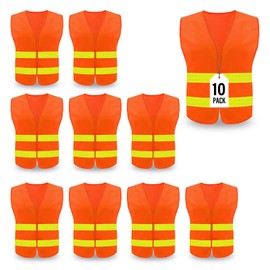 Safety Vest, Reflective High Visibility Construction Vest for Men, Work, Cycling, Runner, Surveyor, Volunteer, Road, Orange-yellow, 8