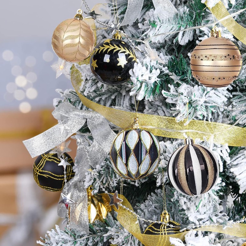 Christmas Baubles Christmas Tree Decoration Set, 30 Pieces, Black Gold