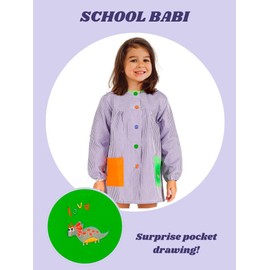 MAGIC SELECT Childrens School Apron Handmade Apron for School or Nursery. Kids Checked Apron with Embroidered Pocket for Boys and Girls, C8