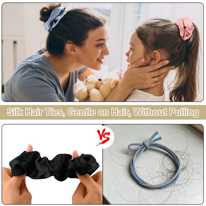 Scrunchie Hair Elastic, Big Scrunchie, Silk, Hair Ornament, Lady, Set