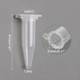 Pxyelec Bottom Tip Clear Plastic Test Tube Centrifuge Tubes 1.5ml Pack of 100