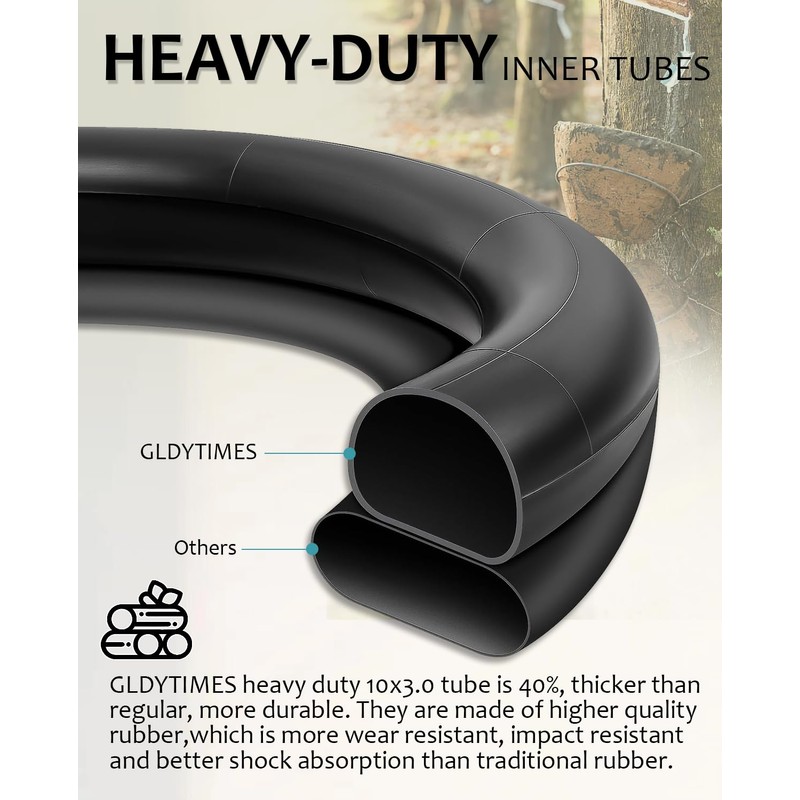 GLDYTIMES 10x3 Tire 255x80 80/65-6 Off-road Rubber Inner Tube Replacement