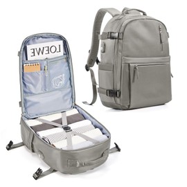 Simple Travel Backpack for Women Men Mochila de Viaje 15.6Inch Laptop Travel Backpack Carry on Flight Approved Backpacks Waterproof Luggage Backpack Luggage Backpack with USB Charging Port(Gray Brown)