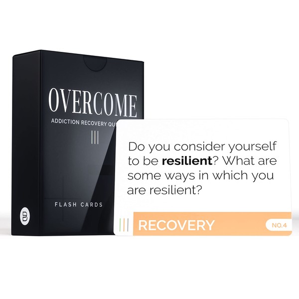 Overcome: Addiction Recovery Questions Group Therapy Game 70 Cards – Counseling Conversations Therapeutic Icebreaker for Substance Abuse, Positive Mental Health, Sobriety, Relapse & Suicide Prevention