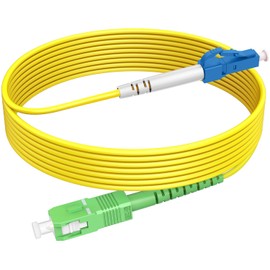 LC/UPC to SC/APC Fiber Path Cable (10m/30ft), OS2 Single Mode Fiber Optical Cable, Simplex, Length Option: 0.5m-30m 9/125um LSZH Yellow OD-3.0mm 𝙍𝙖𝙢𝙗𝙤𝘾𝙖𝙗𝙡𝙚𝙨