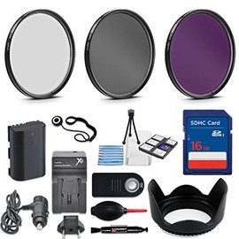 58mm 10 Piece Accessory Kit for Canon EOS 70D, 80D, 7D Mark II DSLRs with Replaceable LP-E6 Battery, 16GB SD Memory, HD Filters, Travel Charger & More
