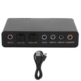 External Sound Card for Laptop, DM HD10 Aluminium Sound Card for Karaoke Recording, USB 5.1 Optical Sound Card.