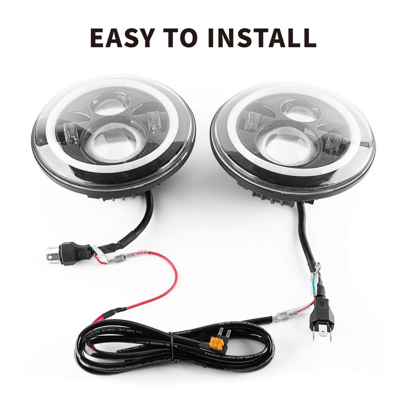 BEEYEO DRL Wiring Harness 7 inch LED Headlight Conversion Cable