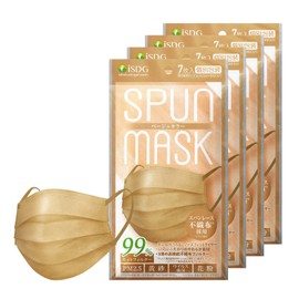 ISDG Dotcom Spunlace Non-woven Color Mask, Individually Packaged, 7 Pieces, Beige, Set of 4 Bags