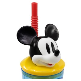 OM SUPPLIES Mickey 3D Figurine Cartoon Characters Reusable Tumbler Childrens Drinking Cup Straw 23 x 7.5 x 7.5cm (Mickey)