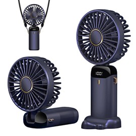 Ventilador de mano portátil, mini ventilador tipo C recargable, ventilador de 4000 mAh con visualización LED, plegable de 90°, viento de 5 velocidades, ventilador personal 3 en 1, ventilador de