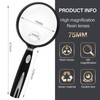 Feosky Handheld Reading Magnifier, 10X Magnifier, 75mm Shatterproof Lens, Non-Slip