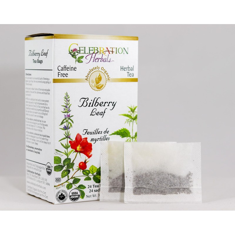 Celebration Herbals Teabags Herbal Tea Bilberry Leaf Organic, 24 Bags
