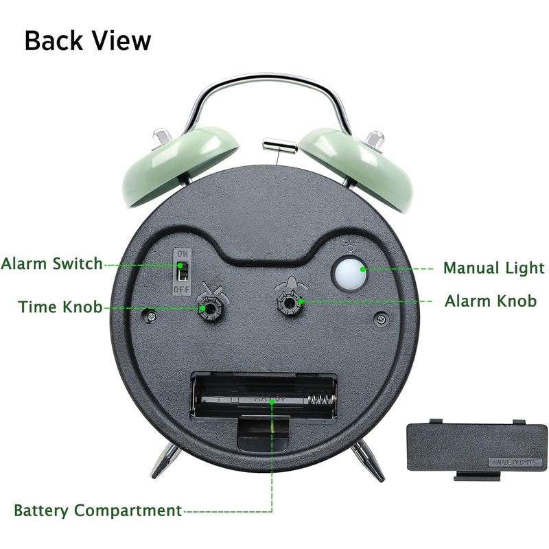 Loud Alarm Clock for Heavy Sleepers Adults, Metal 4 Inches