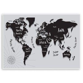 1 x A4 Fun World Map Vinyl Sticker - Continents Globe School Student #29802