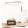 ABOOFAN Retro Style Bamboo Desktop Tissue Box Holder Multi Functional
