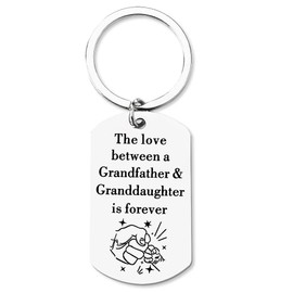 Fathers Day Gift Keychain for Grandpa Granddaughter The Love Between a Grandfather ＆ Granddaughter is Forever Keyring for Granddaughter Grandfather Christmas Birthday Gifts