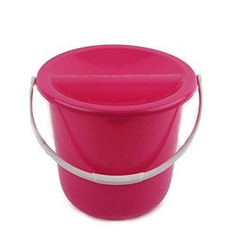 Plastic Coin Collection Bucket with Removable lid and Handle Charity Donation Collection Money Box Pail for Fundraising with top Slot for Tickets raffles and Money 7.5" Hx8.3 Diameter(Pink) 4 Pack
