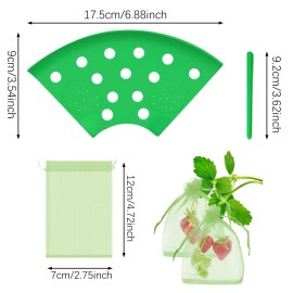 Unbranded 8Pcs Green Strawberry Supports Planting Kit with 20Pcs Insect-proof Mesh Bags