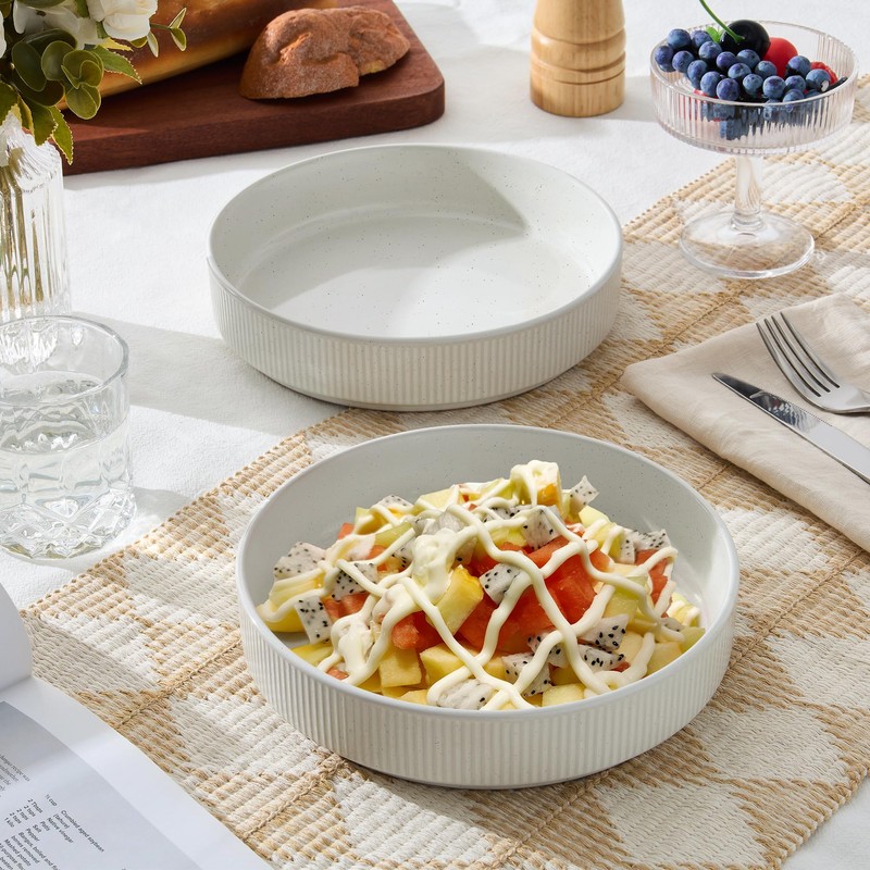 E-far Pasta Bowls Set of 4, 35oz Large Salad Bowl
