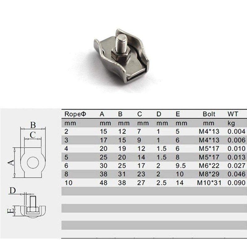M4 Wire Rope Clip Clamp 304 Stainless Steel Cable clip