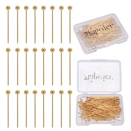 MAPOIEU 100pcs 50mm 14K Gold Filled Ball Head Pins DIY Crafts Beads Charms Earring Bracelet Jewelry Making Accessories Supplies