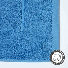 HOMESCAPES Imperial Plain Cobalt Blue Bath Mat 50 x 80 cm - Super Soft Bathroom Mat - 100% Turkish Cotton Shower Mat