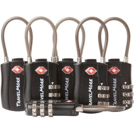 6-Pack TSA Approved Travel Combination Cable Luggage Locks for Suitcases & Backpacks | TSA Locks | Luggage Locks | Black