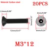 Qrity 20 PCS Socket Countersunk Screw, 12.9 Grade High Tensile