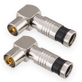 Angled Plug Set 5 x Male & 5 x Female for Cable View, Antenna Plug DVB-C Radio DVB-T2 TV IEC (Male + Female) Compression Connector Refined for Antenna Cable BK Systems 4K 90° Degree
