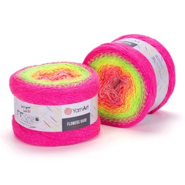 Yarn Art Flowers Vivid Yarn 250gr 8.80 oz 1094yds 55% Cotton 45% Acrylic Multicolor Cotton Fine Yarn Rainbow Crochet Spring Summer (507)