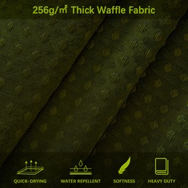 PANGSINNE Dark Green Shower Curtain with Waffle Weave Fabric Shower Curtain Waffle Textured Heavy Duty, Hotel Quality Bathroom, 72 x 72 Inches